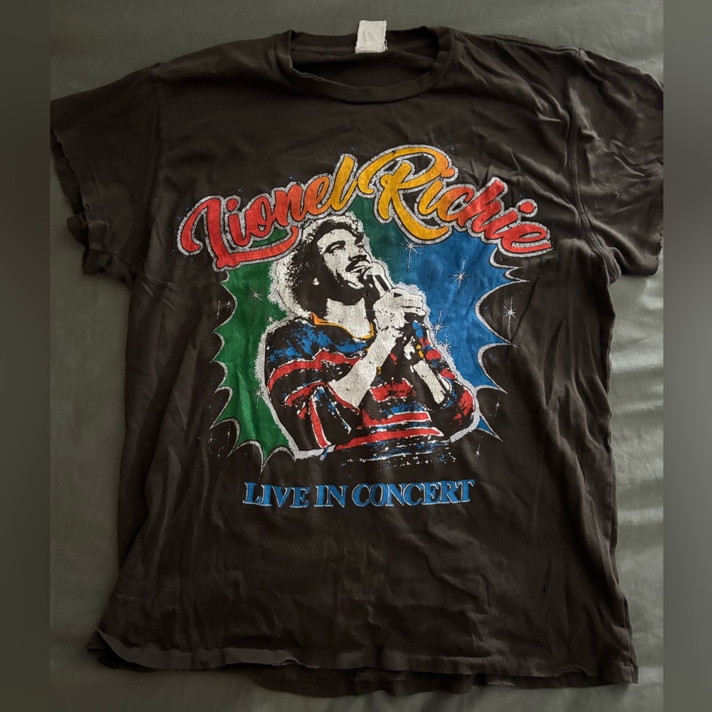 MadeWorn Black Lionel Richie Live In Concert Tee with Multicolor Print